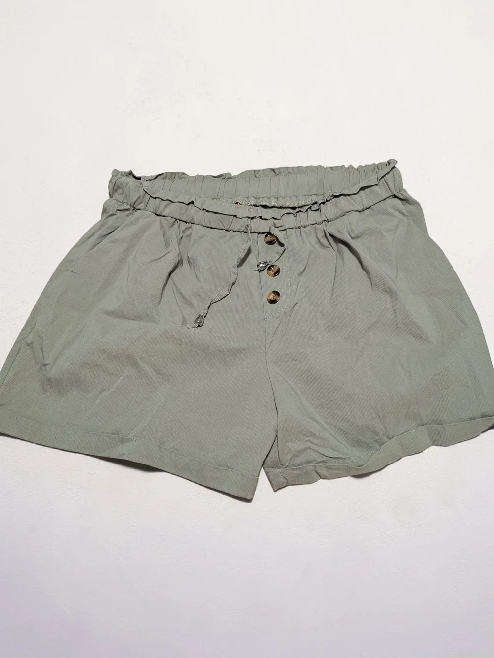 Feiersi Gray Green Summer Wide Leg Beach Shorts w/ Buttons - Size XL (EUC)